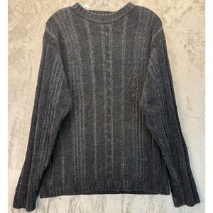 Trader Bay Mens Charcoal Gray Cable Knit Ribbed Crewneck Sweater Small S 40448